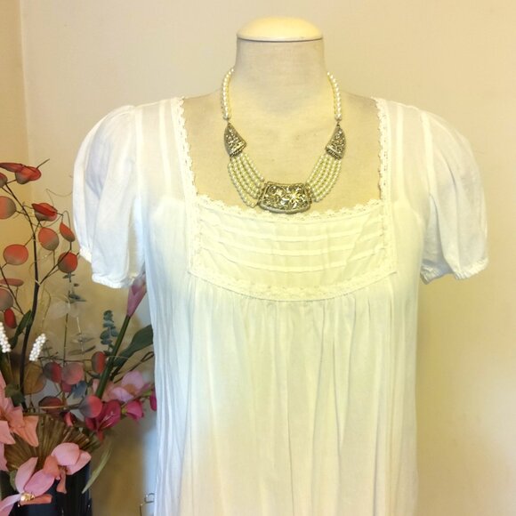 Vintage NEW True Clear Crystal Silver Floral Pendant Earrings VTG Pearl Necklace - Picture 6 of 8